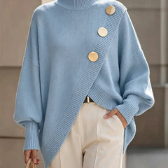Ilse button detail knit sweater in Light Blue