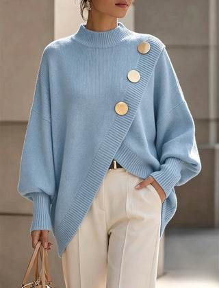 Ilse button detail knit sweater in Light Blue