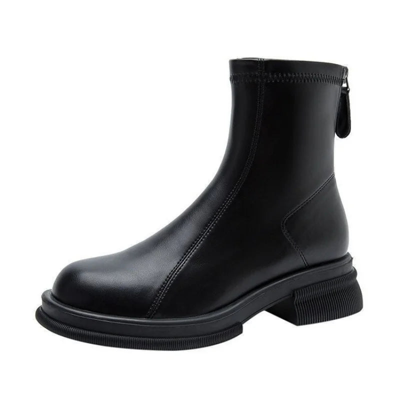 Kerensa Back-Zip Block Heel Ankle Boots