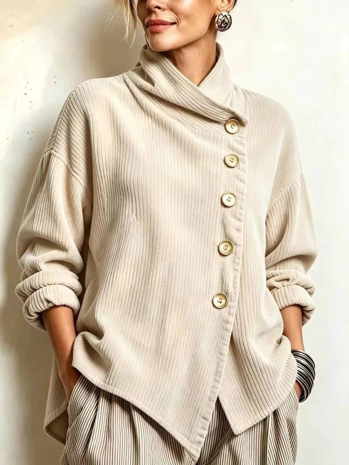 Gwyneth corduroy top in Cream