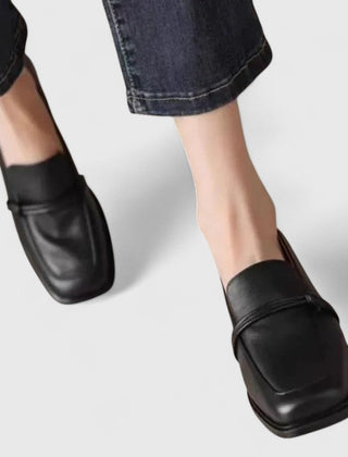 Odelle square-toe strap loafers in Black