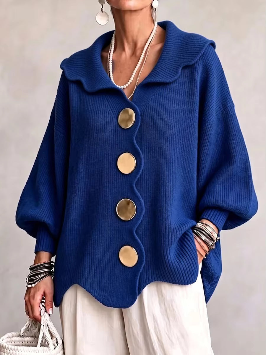 Ottilie ribbed knit button cardigan styled