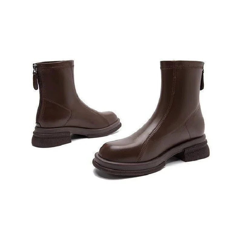 Kerensa Back-Zip Block Heel Ankle Boots