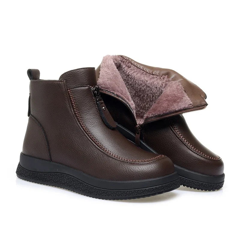 Nerys Zip Comfort Boots in Brown