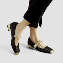 Sylvia cap-toe Mary Jane shoes in Black