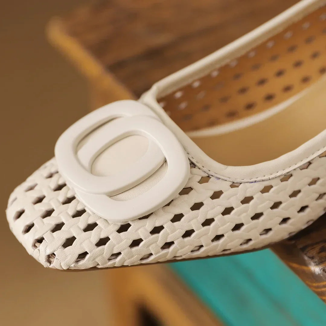 Rosemary woven buckle shoes buckle detail