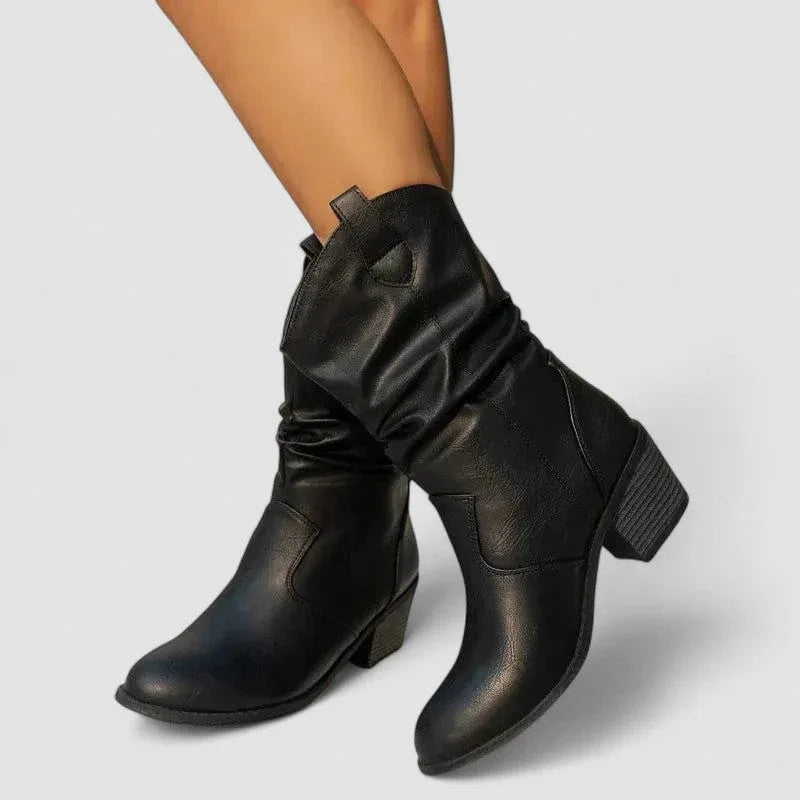 Tova Orthopedic Leather Boots in Black