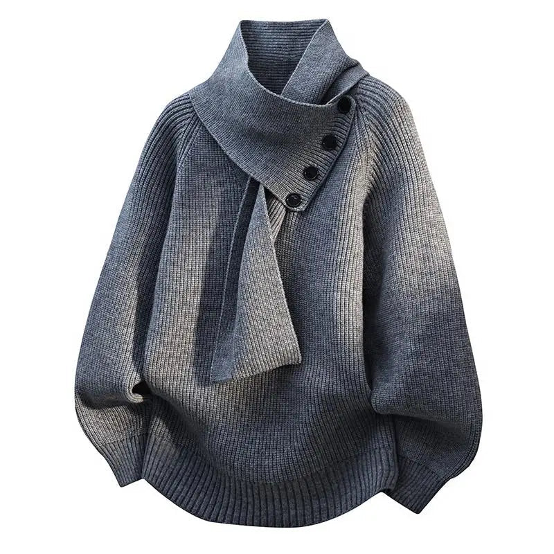 Arielle | Scarf Neck Button Sweater