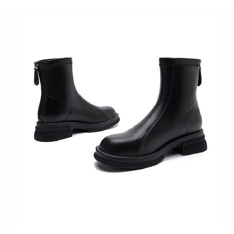 Kerensa Back-Zip Block Heel Ankle Boots