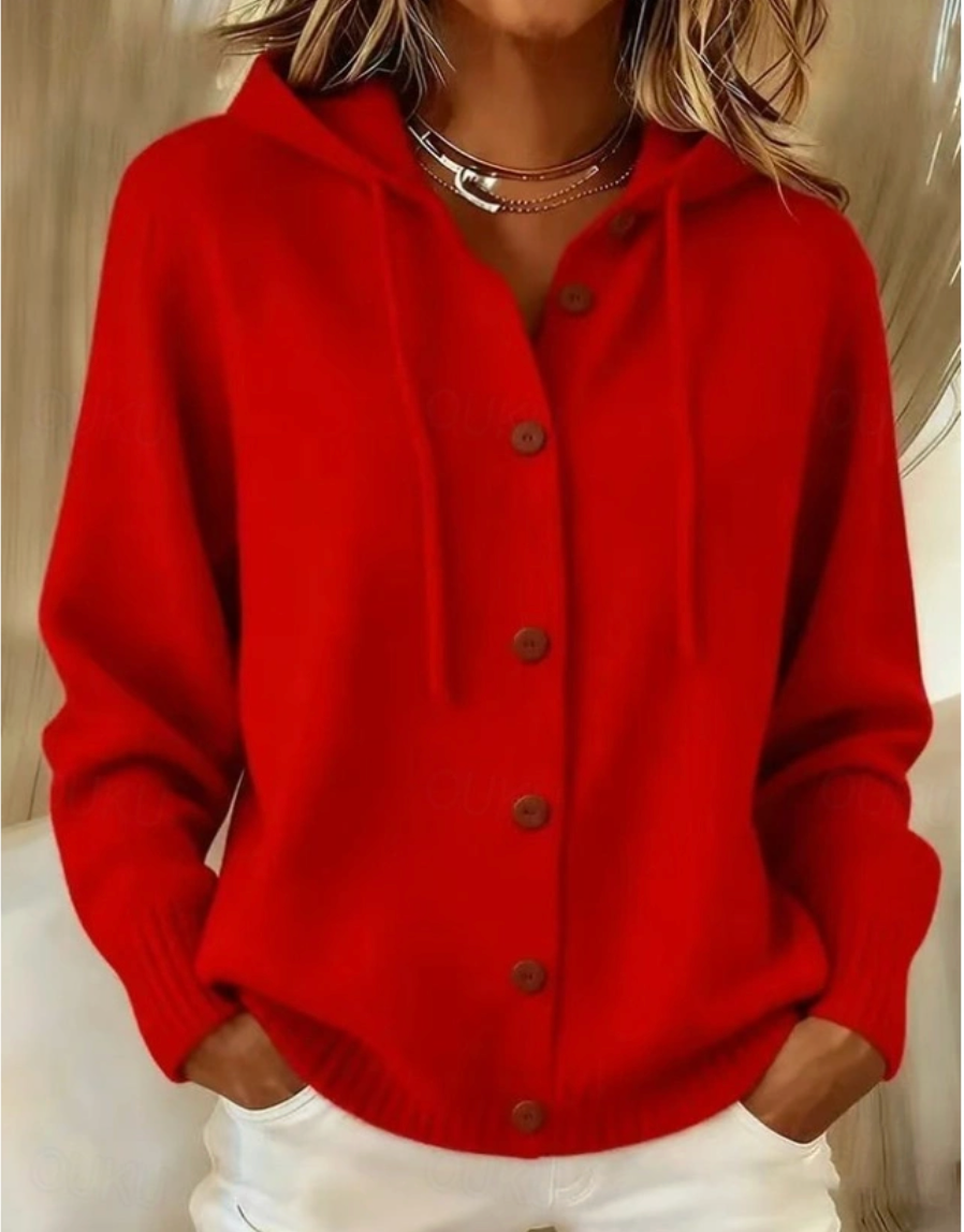 Octavia Elegant Button Hooded Sweater