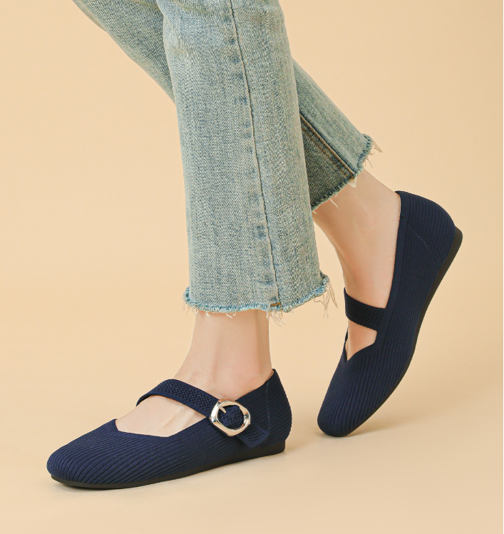 Mildred knit Mary Jane flats detail