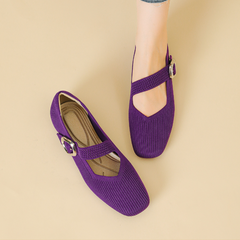 Mildred knit Mary Jane flats in Purple on foot