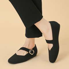 Mildred knit Mary Jane flats on foot