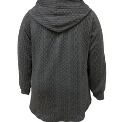Cordella hooded cable knit coat back view