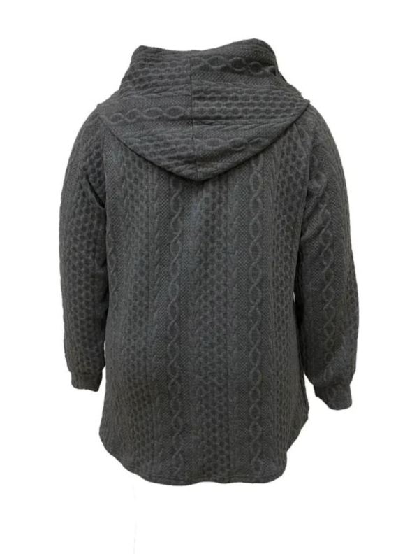 Cordella hooded cable knit coat back view