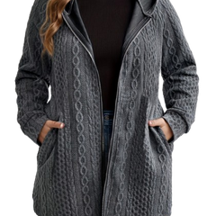 Cordella hooded cable knit coat in Gray