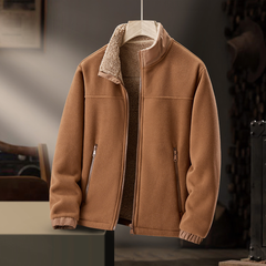 Junia Cozy-Collar Zip Jacket in Brown