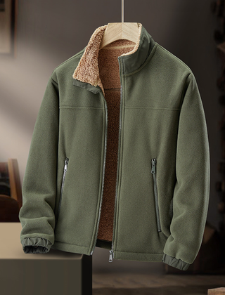 Junia Cozy-Collar Zip Jacket in Army Green