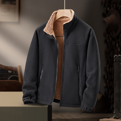 Junia Cozy-Collar Zip Jacket in Black