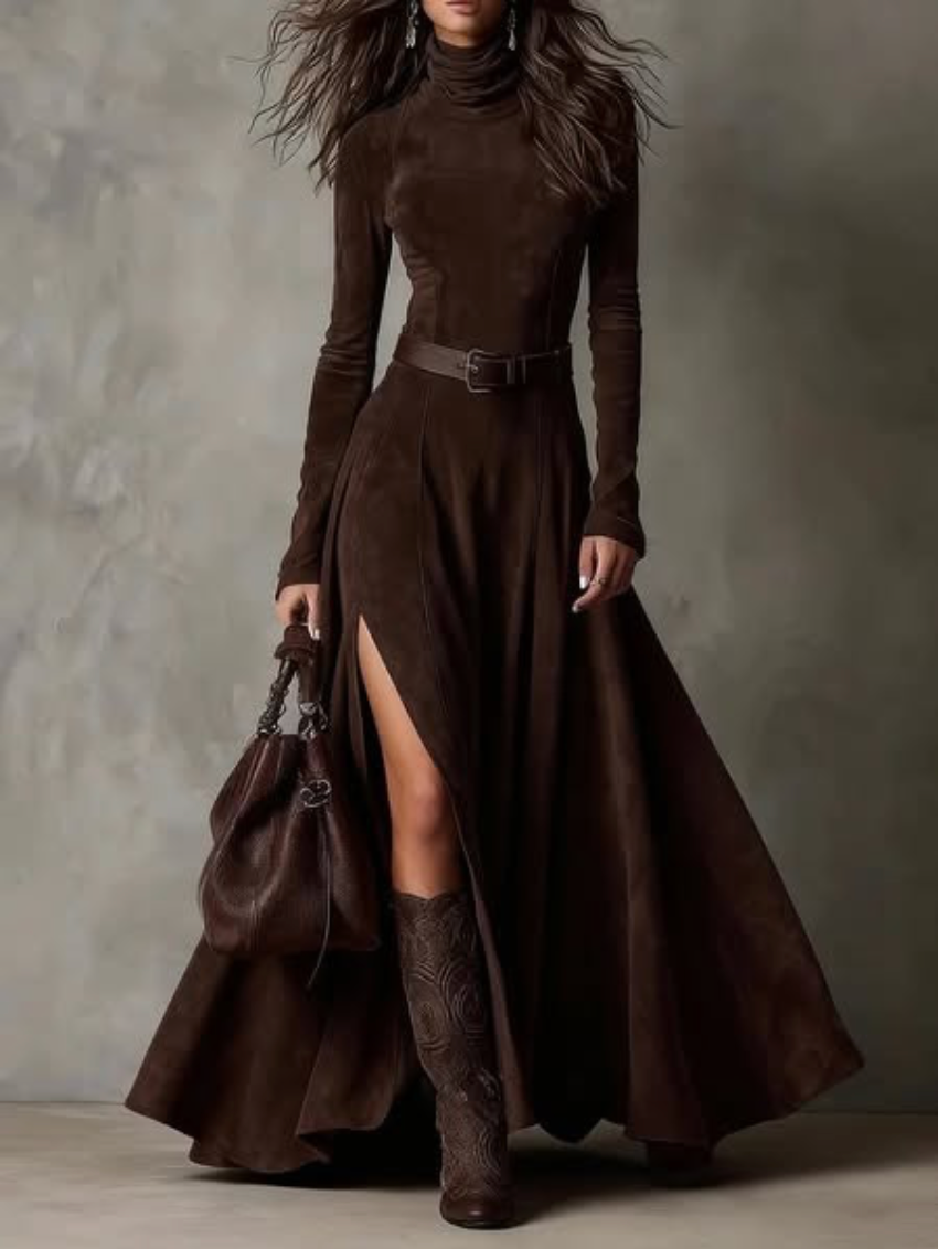 Carmel | High-Neck Maxi Dress with Front Slit
