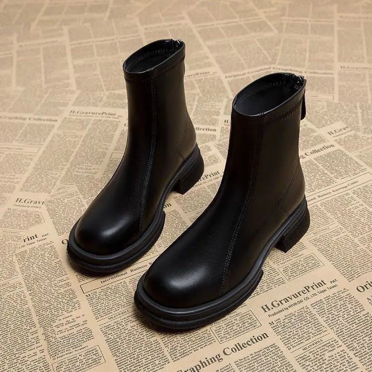 Kerensa Back-Zip Block Heel Ankle Boots