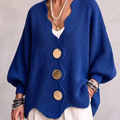 Dagny loose button knit cardigan in Blue