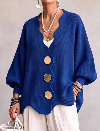 Dagny loose button knit cardigan in Blue