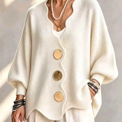 Dagny loose button knit cardigan in Off-White