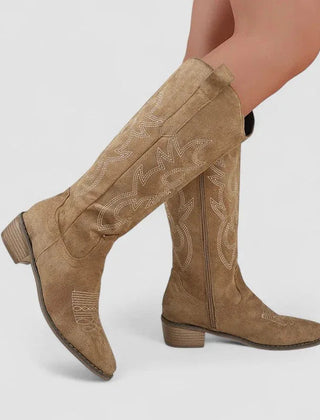 Verena Orthopedic Western Boots in Beige