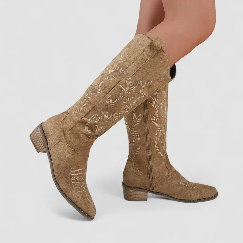 Verena Orthopedic Western Boots in Beige