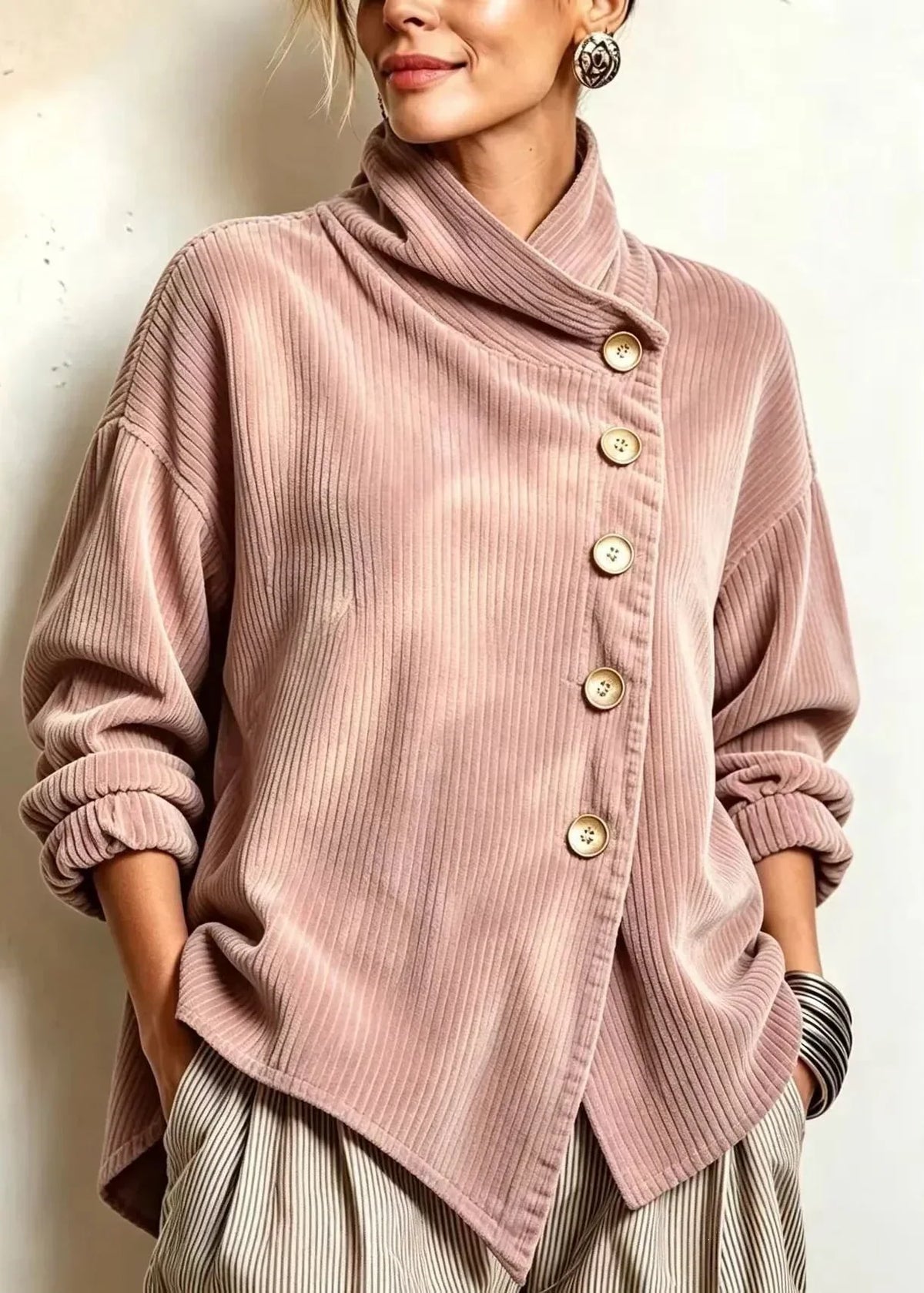 Gwyneth corduroy top in Dusty Rose
