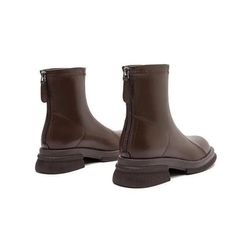 Kerensa Back-Zip Block Heel Ankle Boots