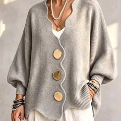 Dagny loose button knit cardigan in Light Gray