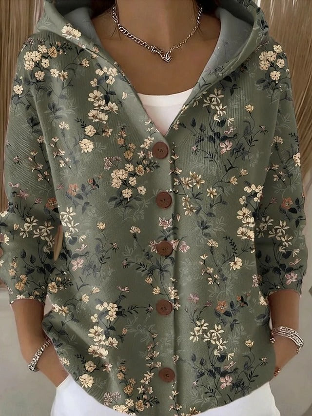 Theodora Elegant Button Hooded Sweater