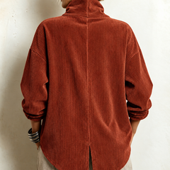 Gwyneth corduroy top in Terracotta, back