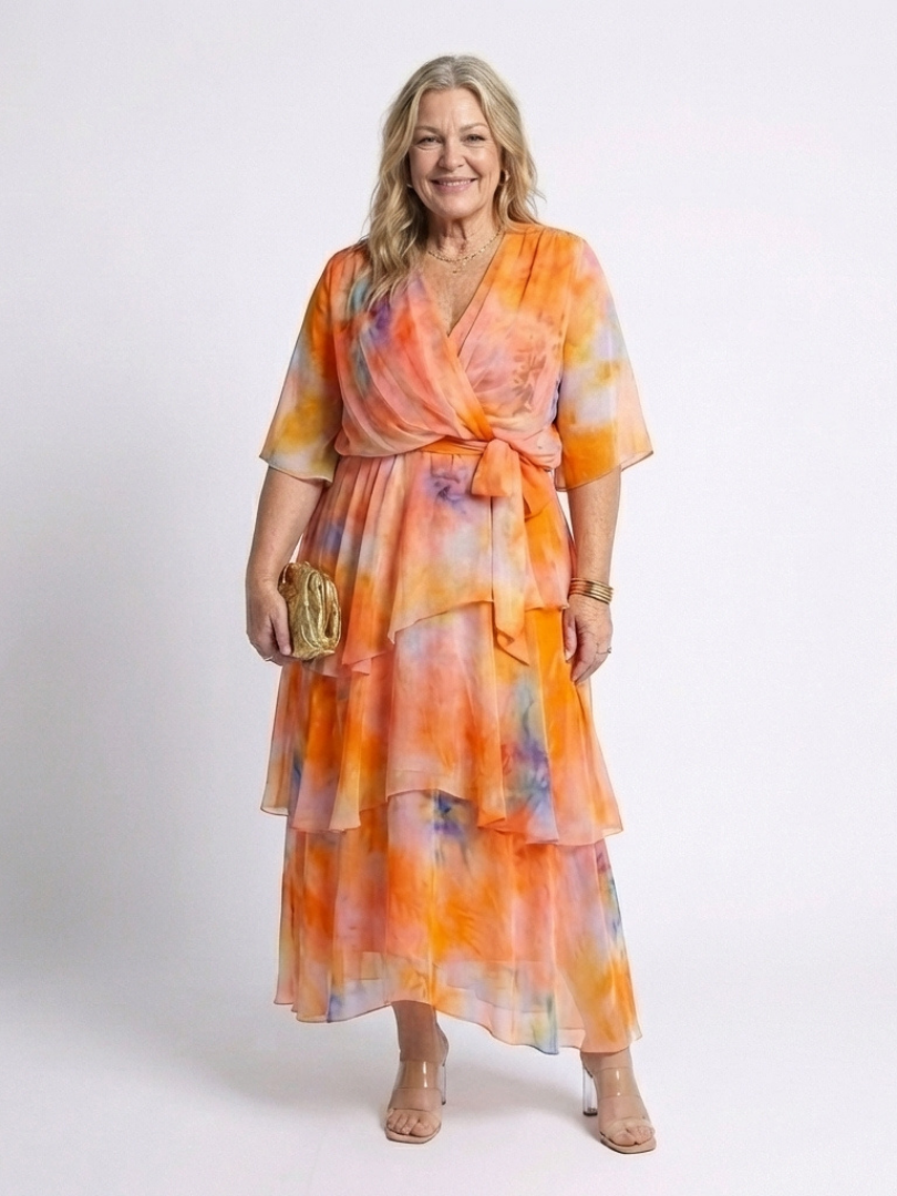 Magda | Sheer Layered Tie-Waist Maxi Dress