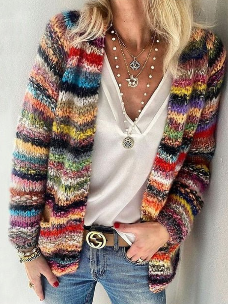 Isa | Multicolor Striped Knit Cardigan
