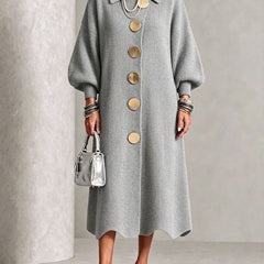 Vada relaxed button-down maxi dress in Gray