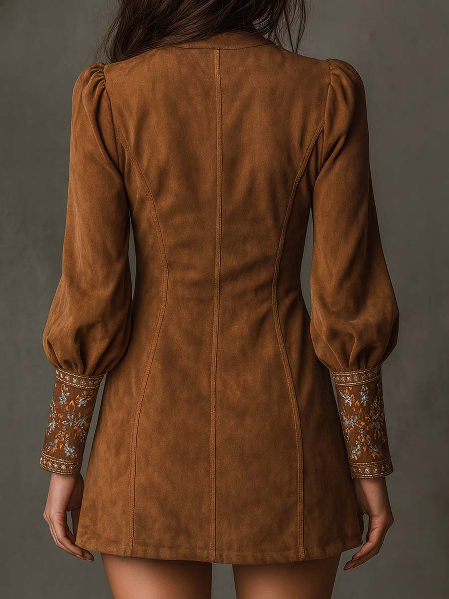 Esmeralda | Suede-Effect V-Neck Dress