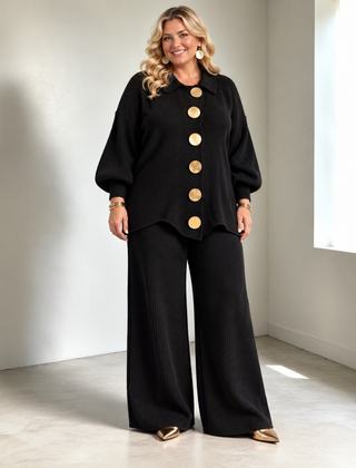 Tilda matching knit pants set in Black