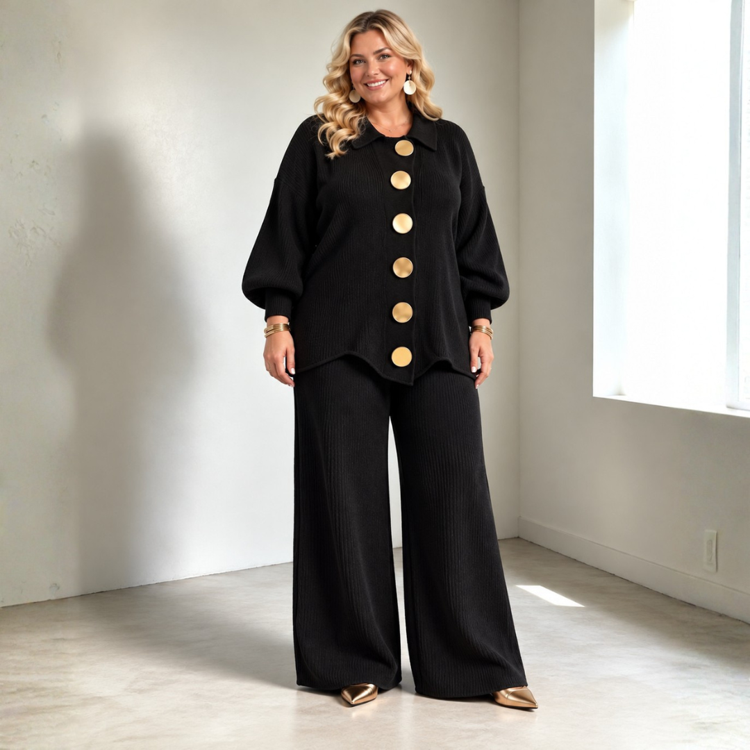 Tilda matching knit pants set in Black
