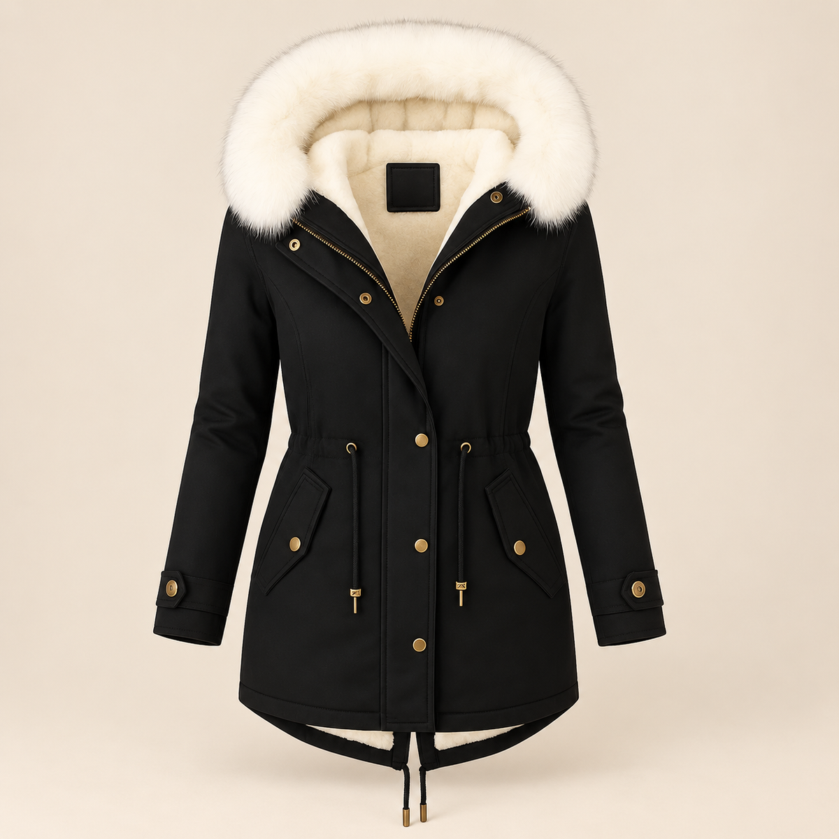 Eleanor hooded winter coat in Black