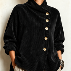 Gwyneth corduroy top in Black