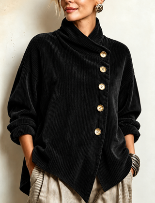 Gwyneth corduroy top in Black