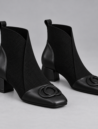 Cerys Square-Toe Ankle Boots in Black