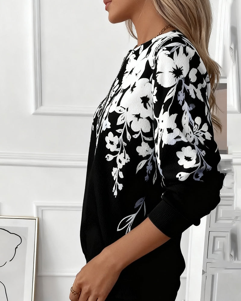 Wilma | Printed Half-Zip Sweatshirt