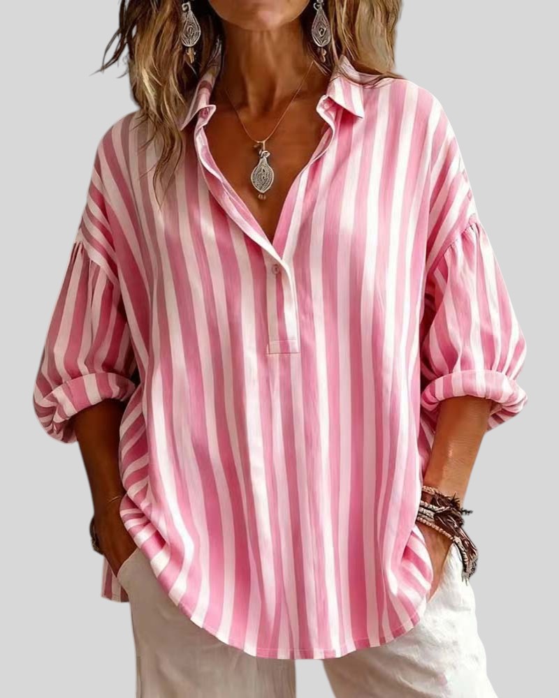 Nora | Loose Striped Collared Blouse