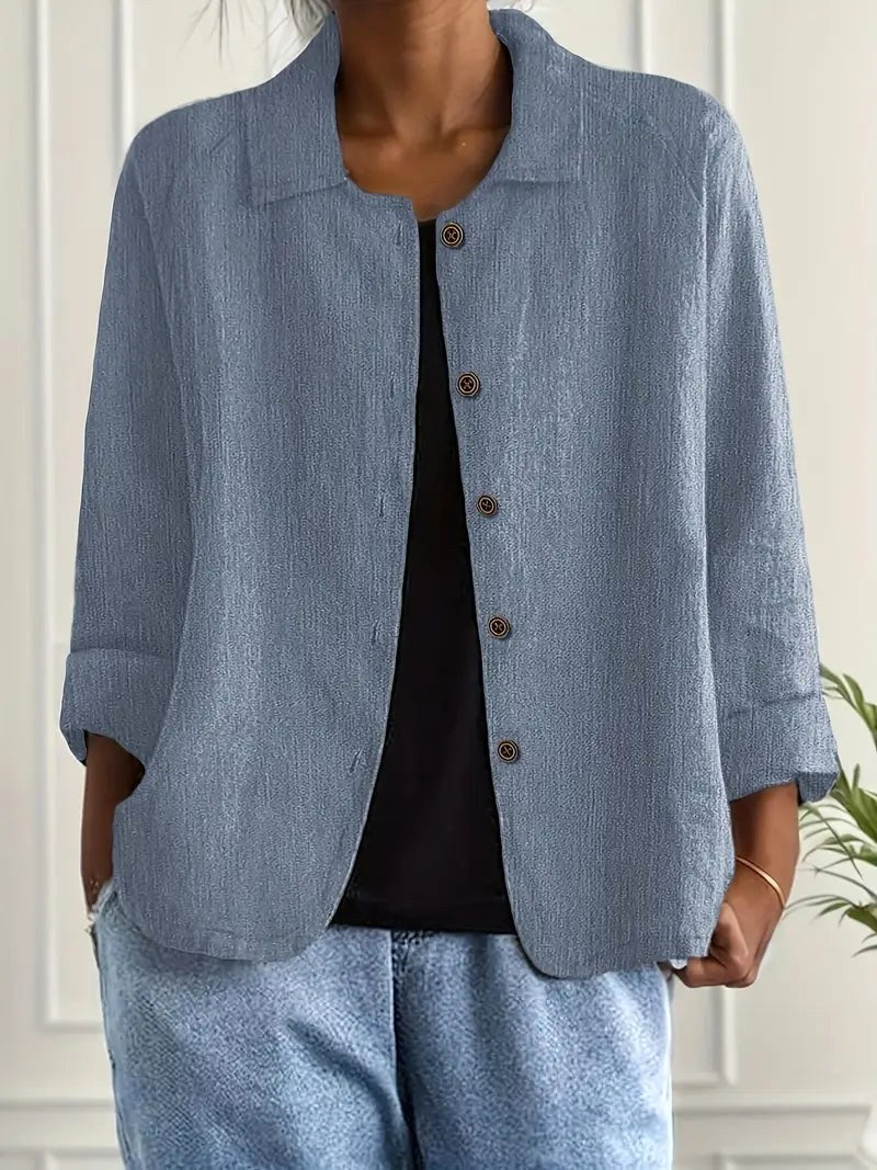 Wilhelmine | Relaxed Blue Button-Front Blouse