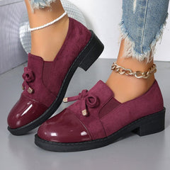 Colleen bow block-heel loafers in Burgundy
