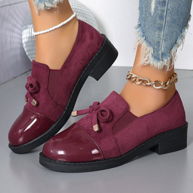 Colleen bow block-heel loafers in Burgundy